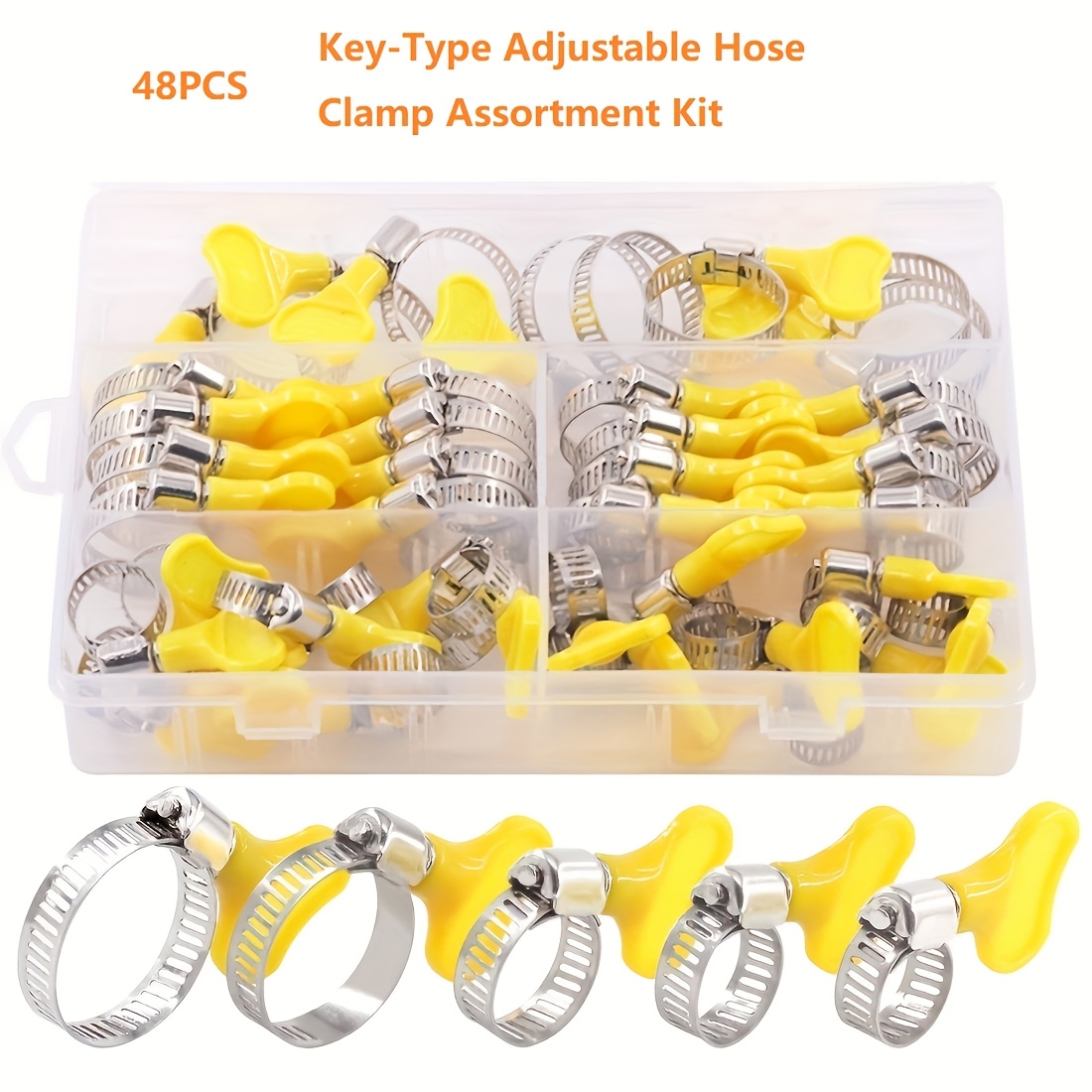 E-shop 48-teiliges verstellbares -Set | Schlüssel-Schraubenschlüssel-Metall- und Kunststoffschellen für 8-29 mm Schläuche
