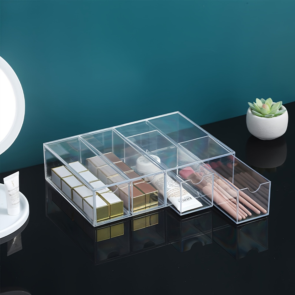 

Stackable Acrylic Organizer With 4 Drawers - Transparent Cosmetic & Jewelry Storage Box, Dustproof Desktop Display For Makeup, Glasses & More Makeup Drawer Organizer Makeup Organizer With Drawers