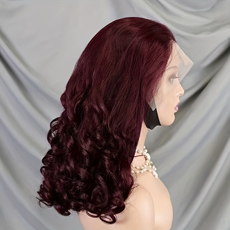 Double Drawn Human Hair Wigs Burgundy 99j Color 13x4 Temu