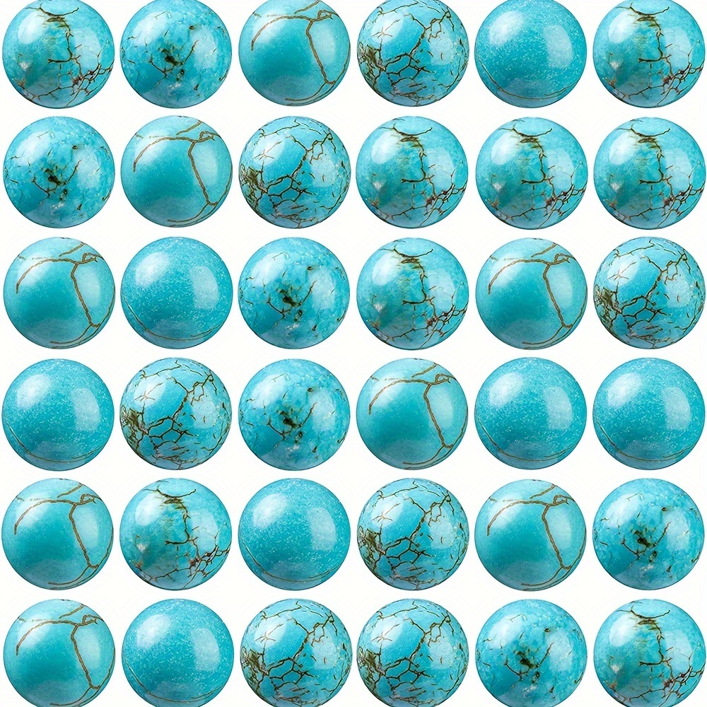 

1string Natural Stone Turquoise Stone Round Loose Beads For Making Genuine Gemstone For Unique Handmade Accessories Crafting Beautiful Bracelets And Necklaces