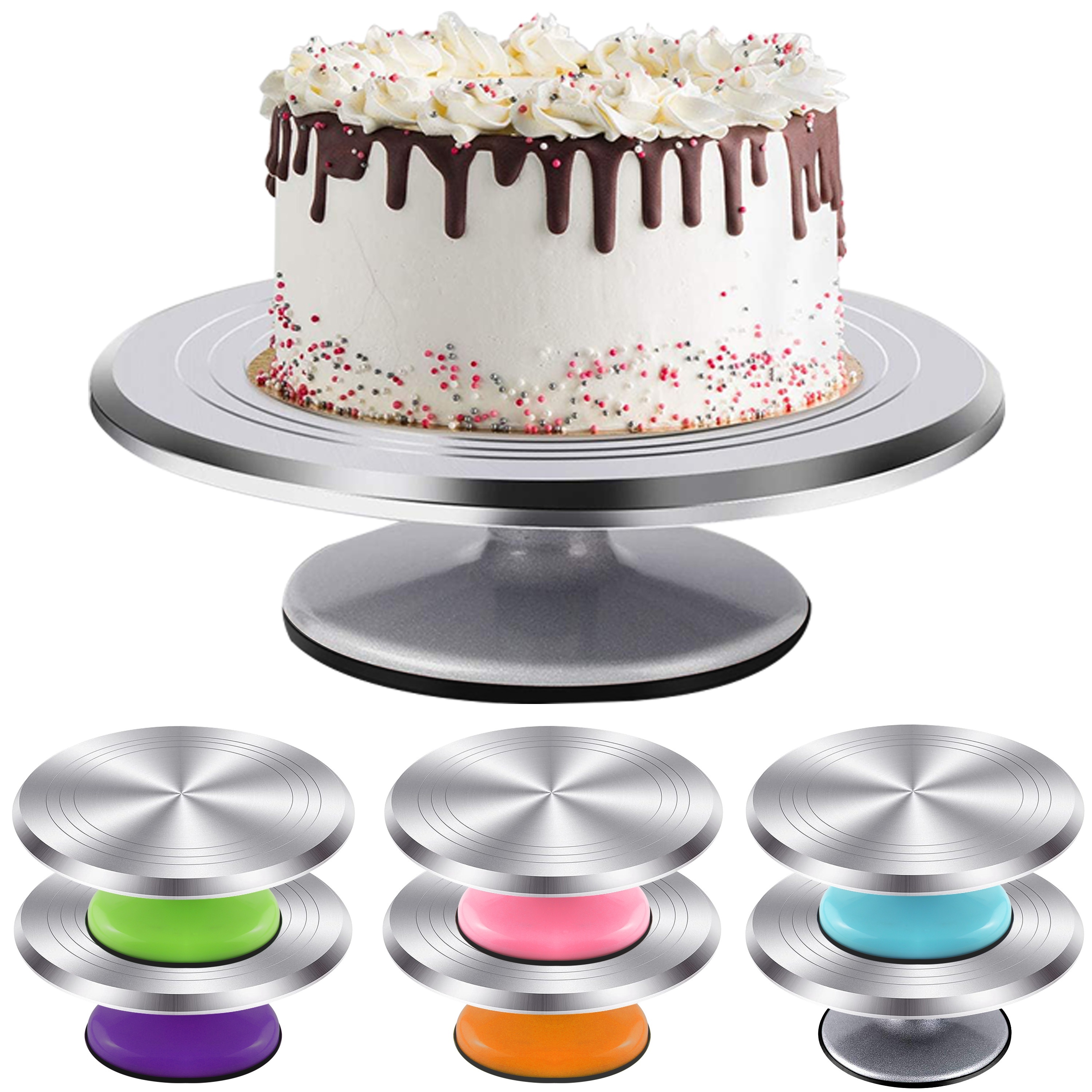 

12-inch Aluminum Alloy Rotating Cake Stand With Knobs - Non-electric, Food- Turntable For Cake Decorating, Baking, And - Holidays Like Halloween, Christmas, Easter, And Thanksgiving