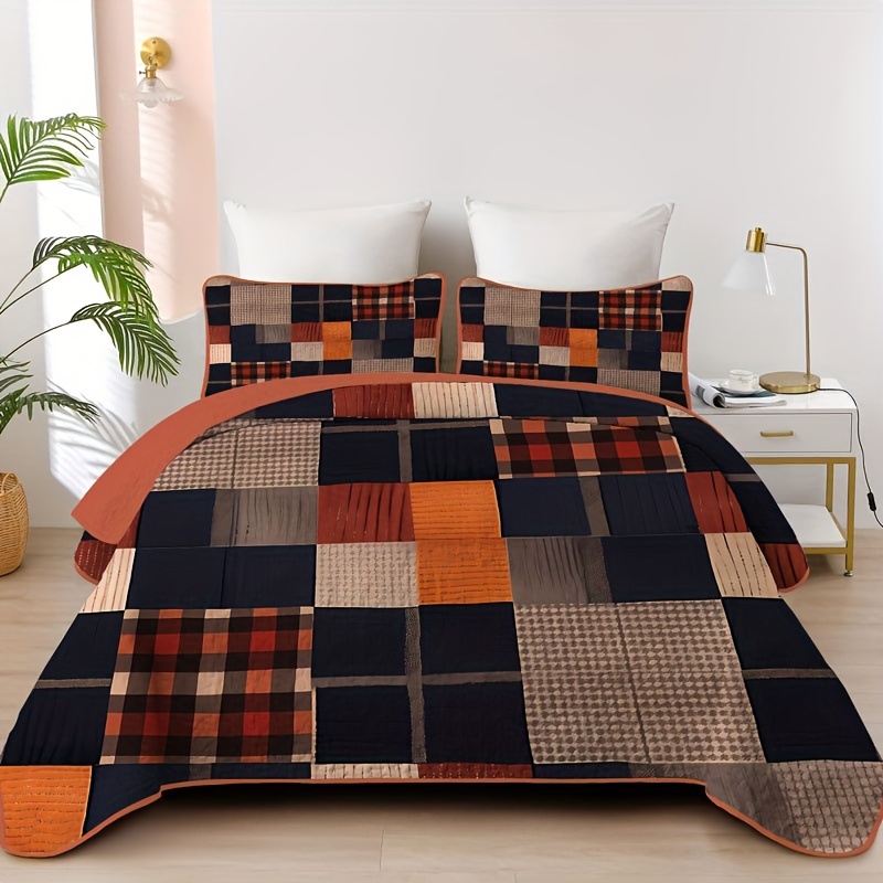 

Boho Patchwork Style Quilt Set (1 Quilt + 1/2 Pillowcases,without Fillers) Soft, And Breathable Bohemian Bedspread,100% Polyester Fiber Filling, Construction,bed In A Bag For All