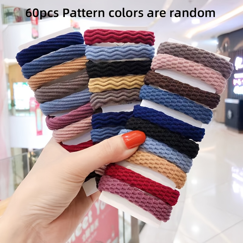 TEMU 60/120pcs Seamless Hair Ties, Ponytail Holders, Thick Elastic Hair Bands, No-crease Hair Ties For Thick And Curly Hair, Lightweight