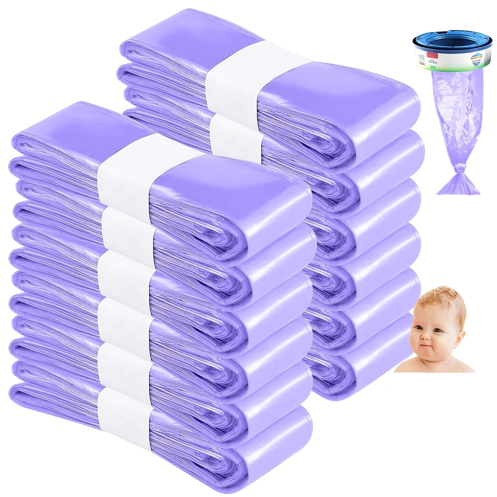 12-pack Of Nappy Bin Refills, Odor-controlling Nappy , Thickened Nappy Bin Refills, Compatible With , , Litterlocker (purple)