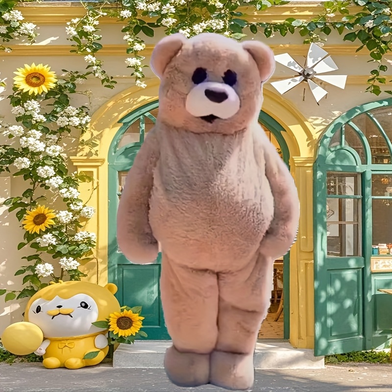 Cute Costume Brown Teddy Bear Outfit with Eyes Fluffy Ears, Soft  Onesie for Halloween, Christmas, Easter, Birthday Parties Photo Booths, 