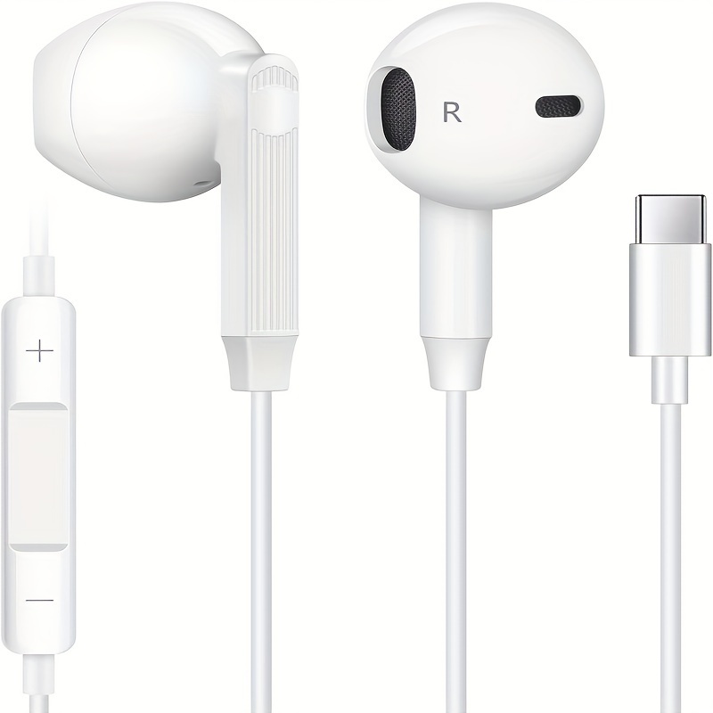 TEMU Écouteurs USB-C conçus pour iPhone 15, iPhone 15 Pro Max, Samsung S24 Ultra, A54, A53, A55, Galaxy S23 FE, S22, S21, avec son stéréo et