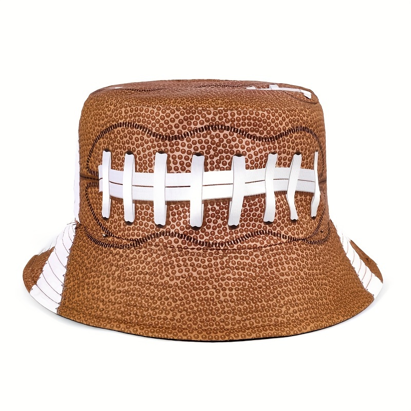 

1pc Unisex Reversible Bucket Hat With Rugby Pattern, Sun Protection Hat, Ideal Choice For Gift