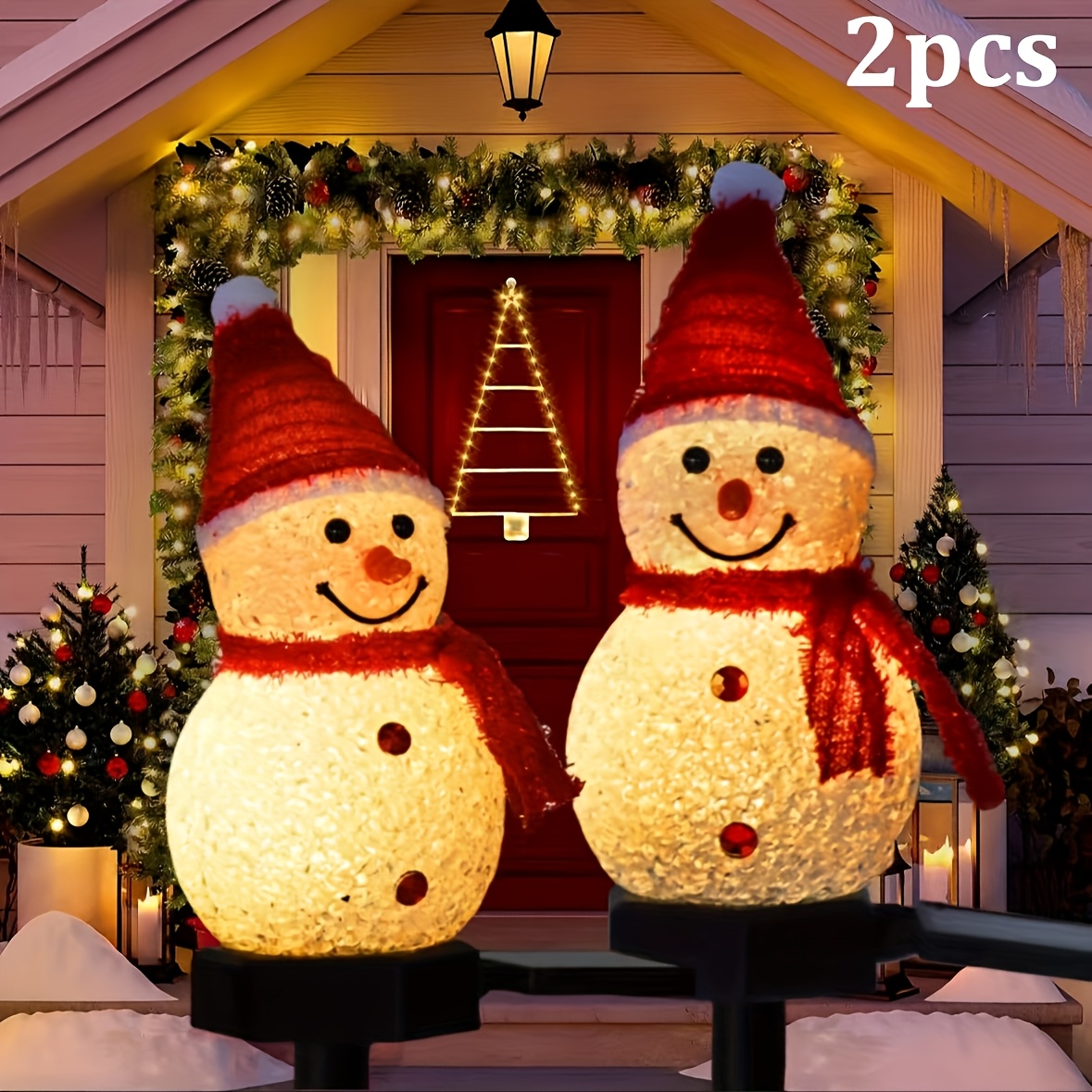 TEMU 2/4pcs Solar Courtyard Lights, Snowman Solar Outdoor Lights, Solar Christmas Lights, Solar Channel Lights, Christmas Decorations, As Gifts For ,