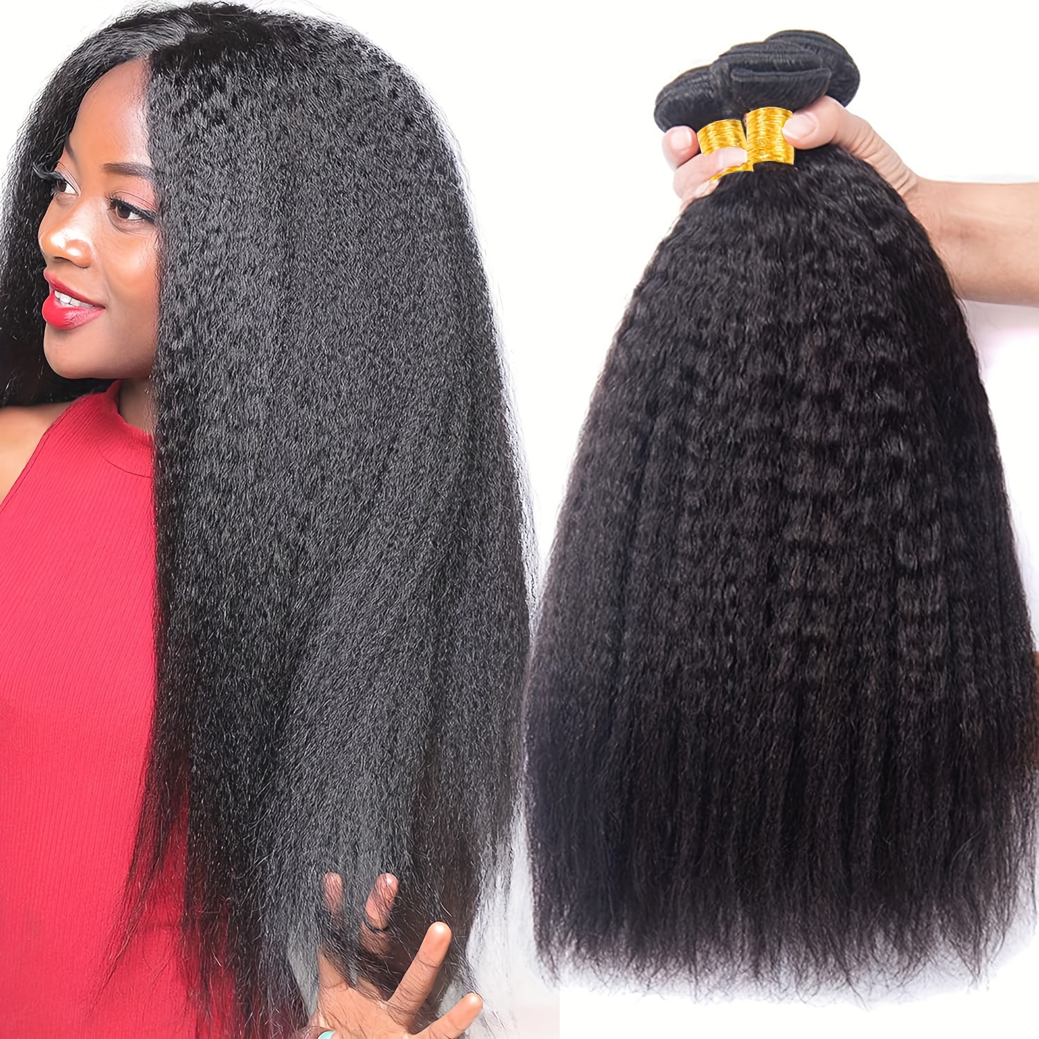 Kinky Yaki Straight Hair Bundles Synthetic Pre-stretched Braiding