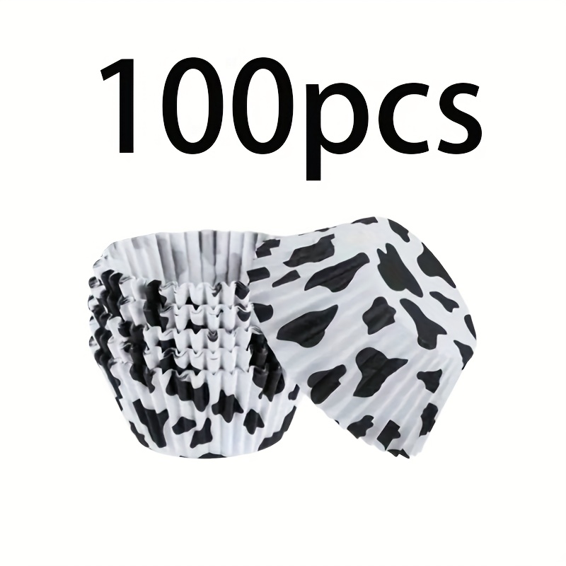 TEMU 100pcs/200pcs Black And Print Baking Cups - Heat-resistant And Durable Cupcake Liners, Suitable For Weddings, Birthdays, Parties, And Outdoor