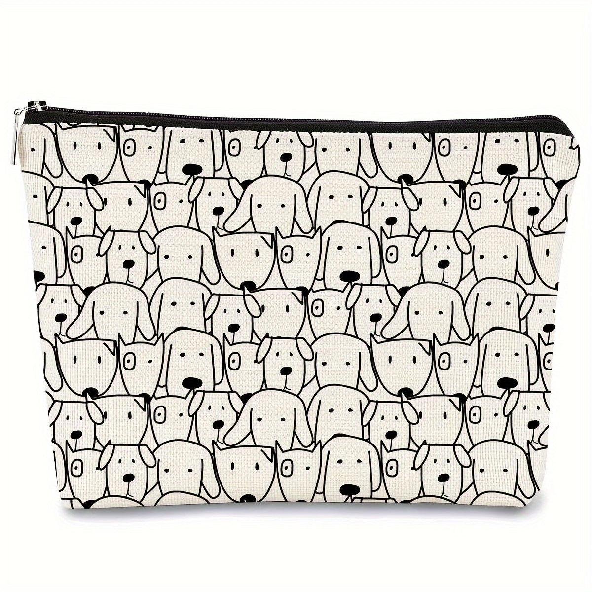 

Trousse de maquillage imperméable en polyester pour adulte unisexe avec impression de chien, design canin dessiné à la main, non parfumée, idéale pour les voyages et les amateurs de chiens