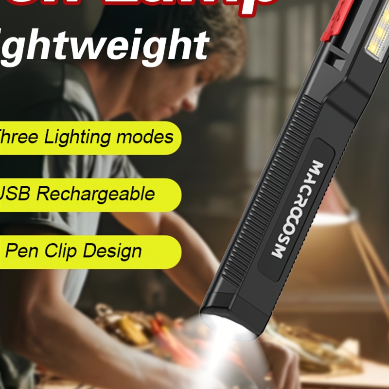 

Rechargeable Led Mini Pen Light - Multifunctional Flashlight With Side Light & Clip, Emergencies & Home Use