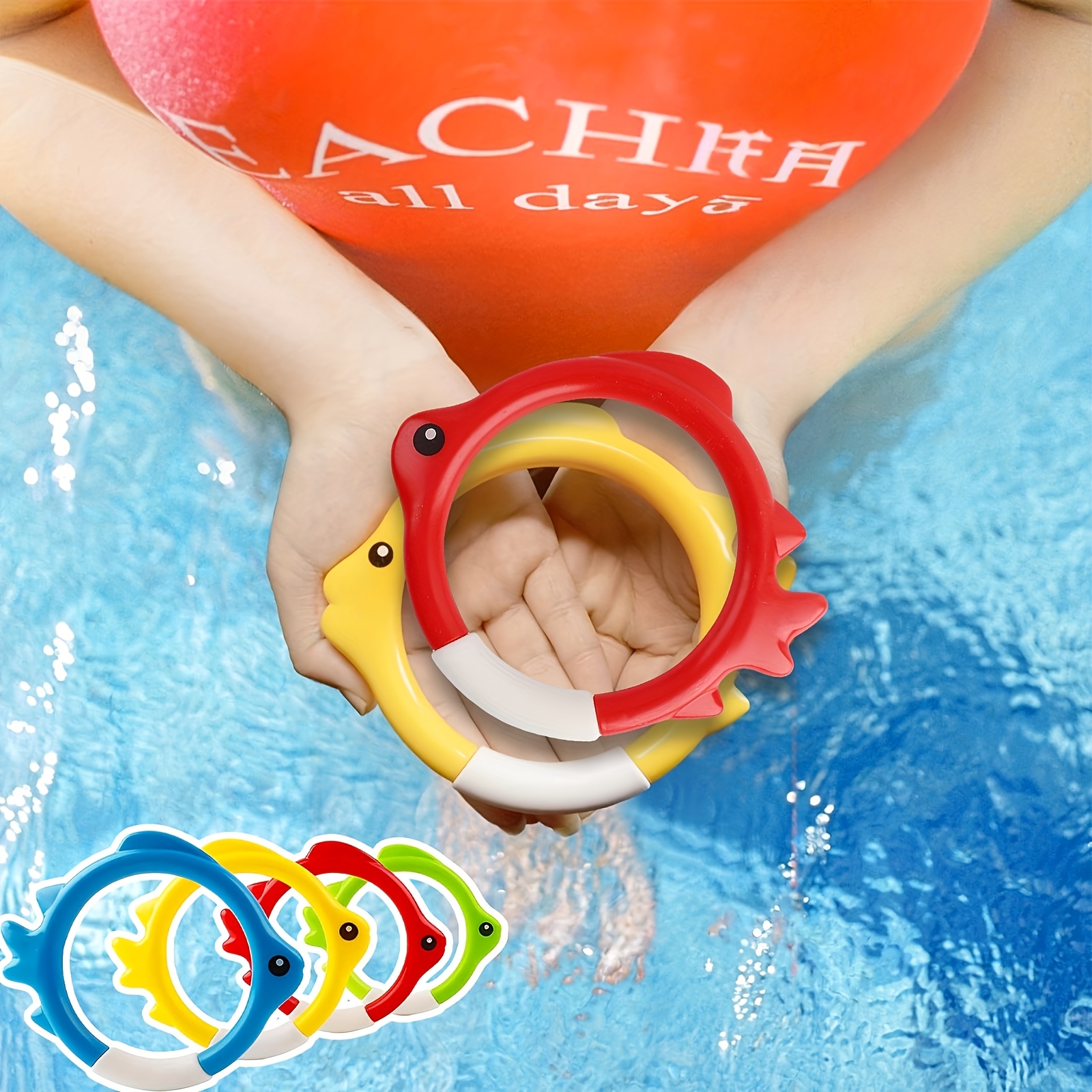 4-Color Diving Rings for Underwater Pool Games