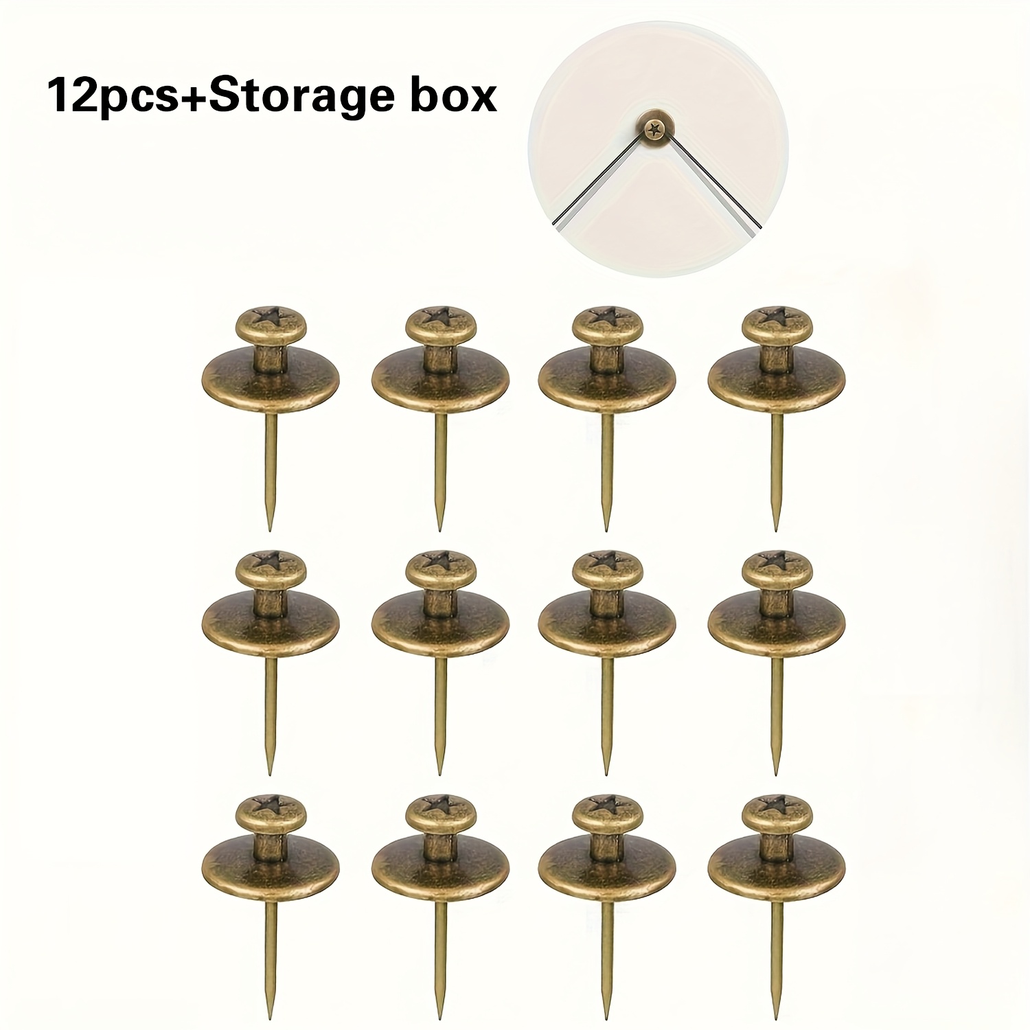 TEMU 12 Stück Doppelköpfige Metall-Push Pins mit Transparenter OPP-Box - Rostfreie Schwarze & Goldene Reißzwecken für Zuhause, Büro, Klassenzimmer,