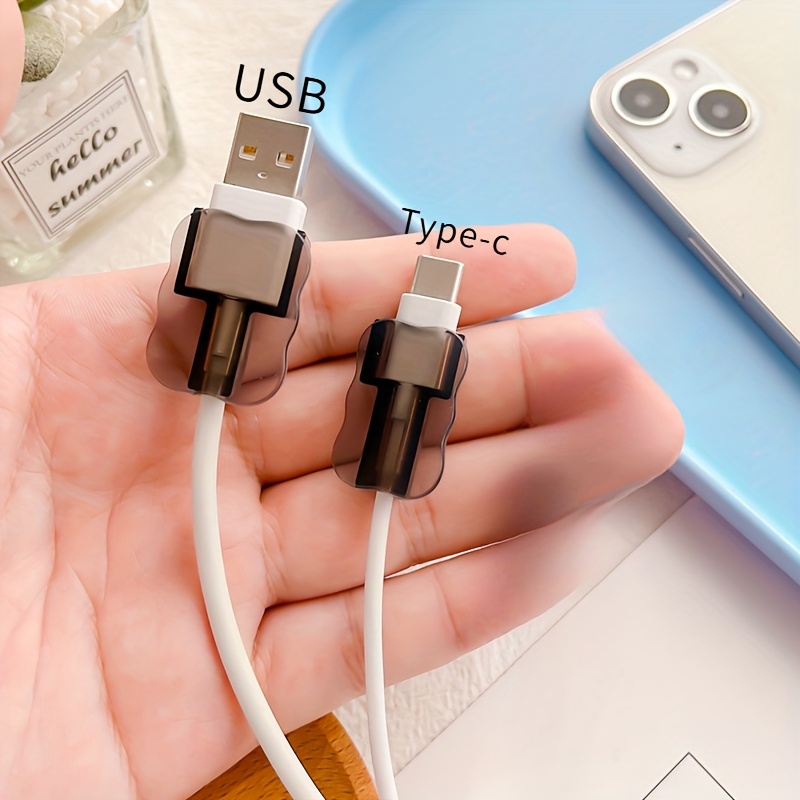 2pcs Transparent Black Charging Cable Protectors - Durable Plastic Sleeves For , & Type-c Cables, Dust & Protection, Smooth Glossy Finish, | Sleek Cable Cover | Smooth Texture, Phone Cable Protector