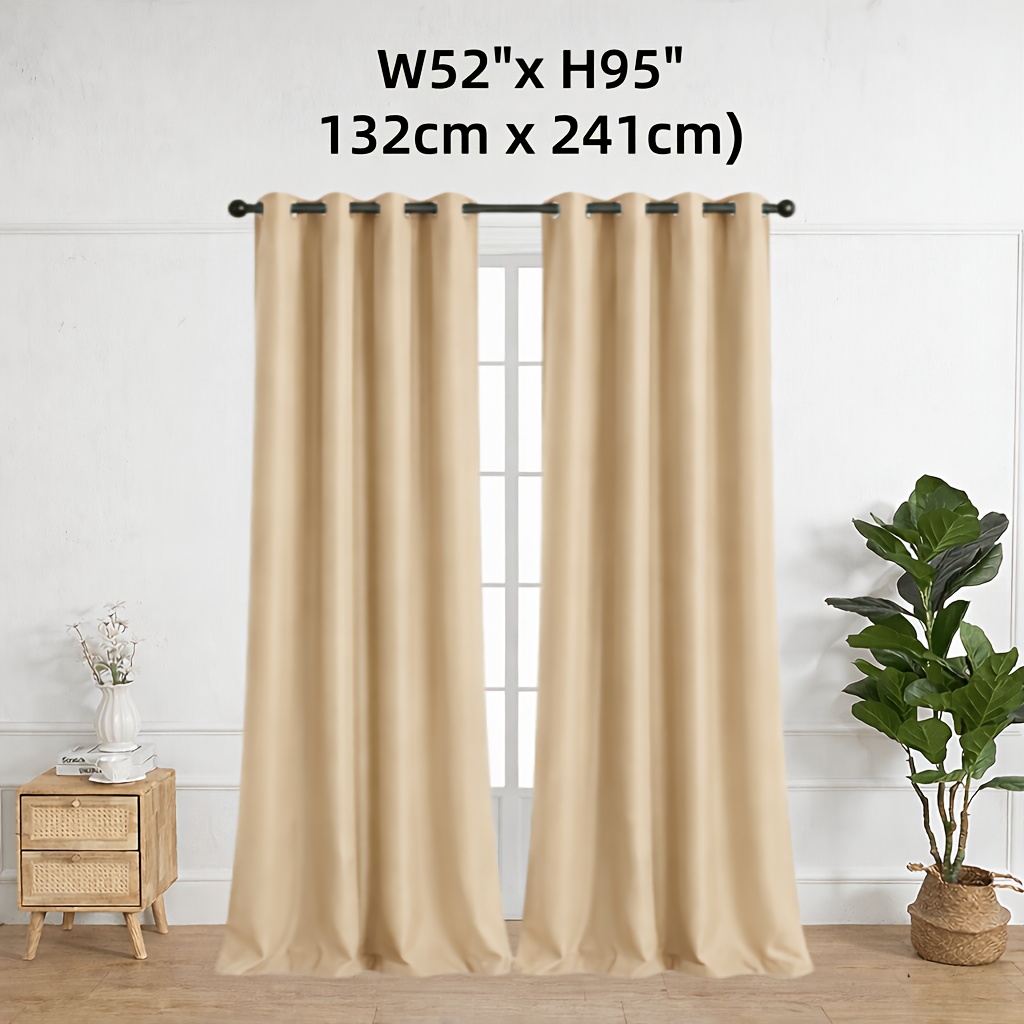 Image of 2 Panels, 100% Blackout Curtains, Thermal Insulated Grommet Curtains With Black Lining – Blocks All Light, For Bedroom Living Room, Sleep Anytime