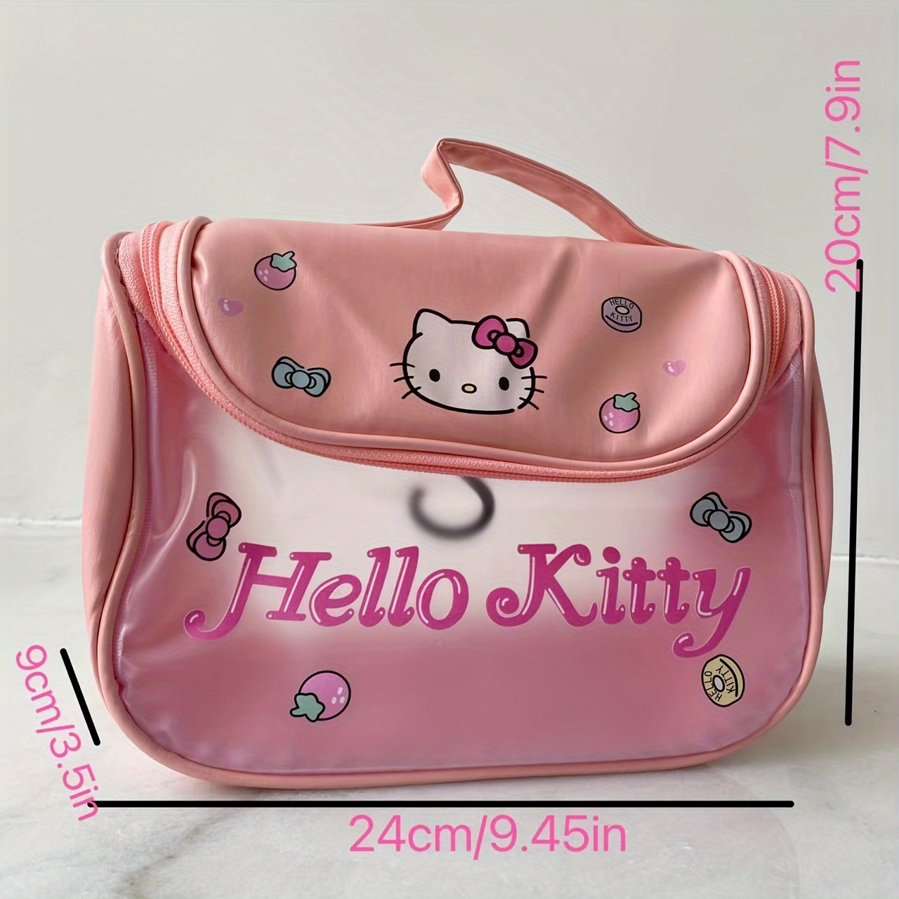 * Hello Kitty Cosmetic Bag, Portable Travel Toiletry Storage Bag, Cartoon Anime Makeup Organizer Bag