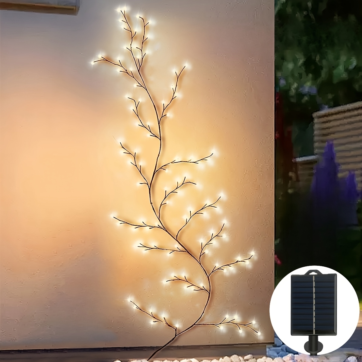 TEMU 1pc Solar Willow Vine Light For Home Decor, Flexible Diy Lighted Branches For Indoor Outdoor Wall Decorations, Lighted Willow .8m/5.9ft 133leds