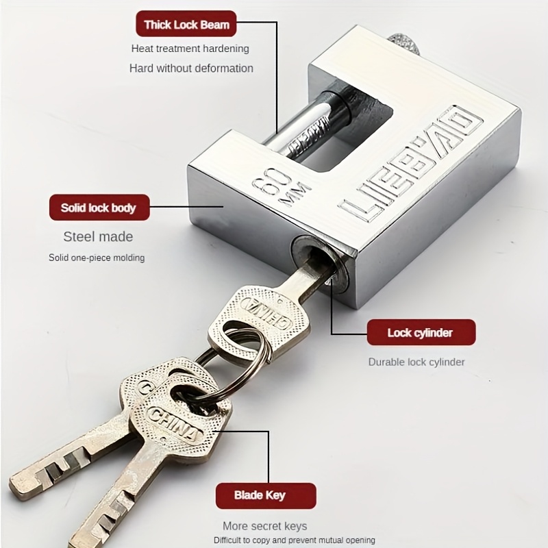 

-key Iron Padlock Set - Strong And , Anti-theft, Anti-drilling, Waterproof, No Electricity Required - Suitable For Containers, Cabinets And Outdoor Use Security Locks