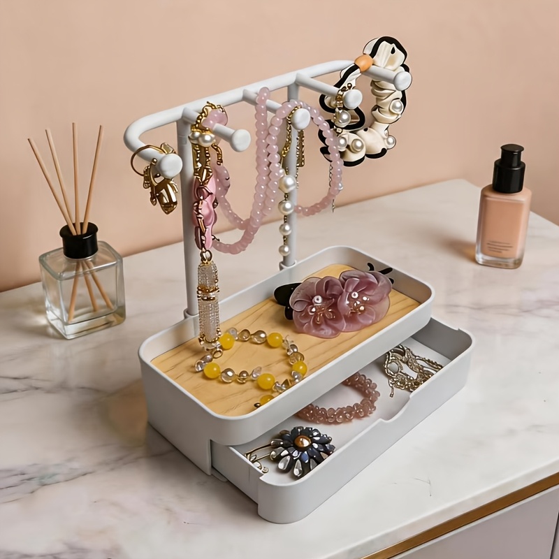 Image of A Vanity Multifunctional Jewelry Stand, Jewelry Box, Necklace Rack Storage Organizer That Can Store Earrings, Bracelets, Rings, Hair Clips, Keys, And Perfume, Jewelry Towers