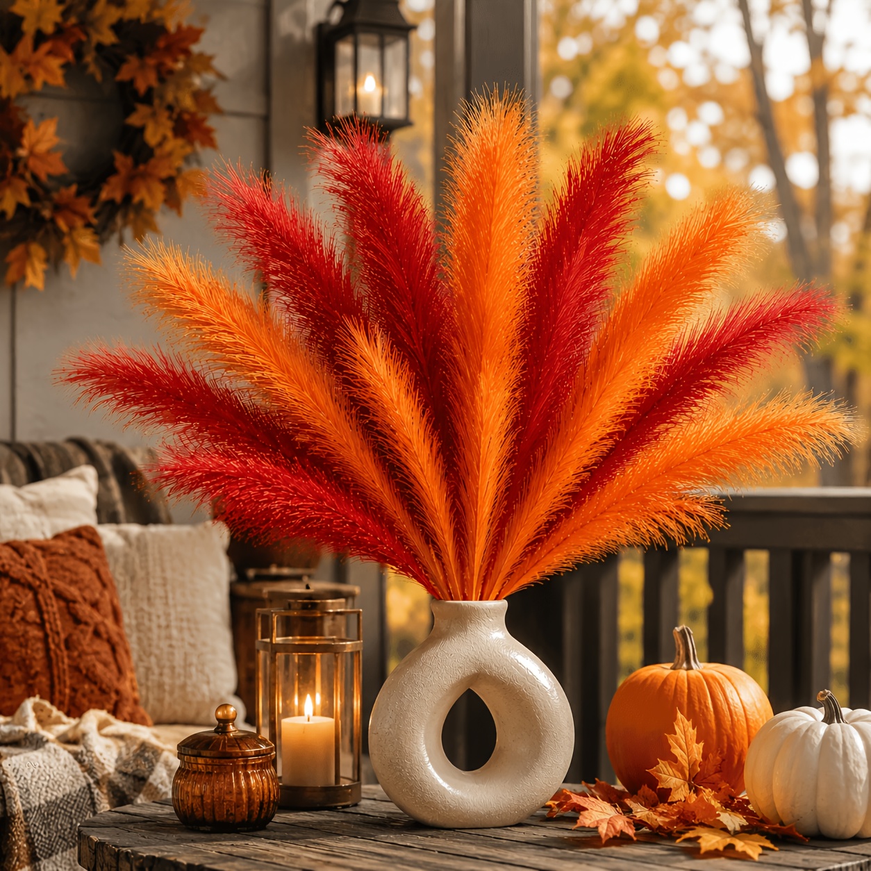 TEMU 22pcs Artificial Reed Flower Bouquet, Fluffy And Full Simulation Reed Stems, Suitable For Floral Arrangement, Realistic Autumn For Floral Decor,