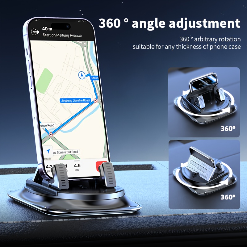 

360° Rotating Suction Cup Car Mount, Abs Dashboard Navigation Rack With Locking Mechanism, Waterproof Mobile Phone Holder For Gps Navigation, Universal Fit For Any Phone Thickness