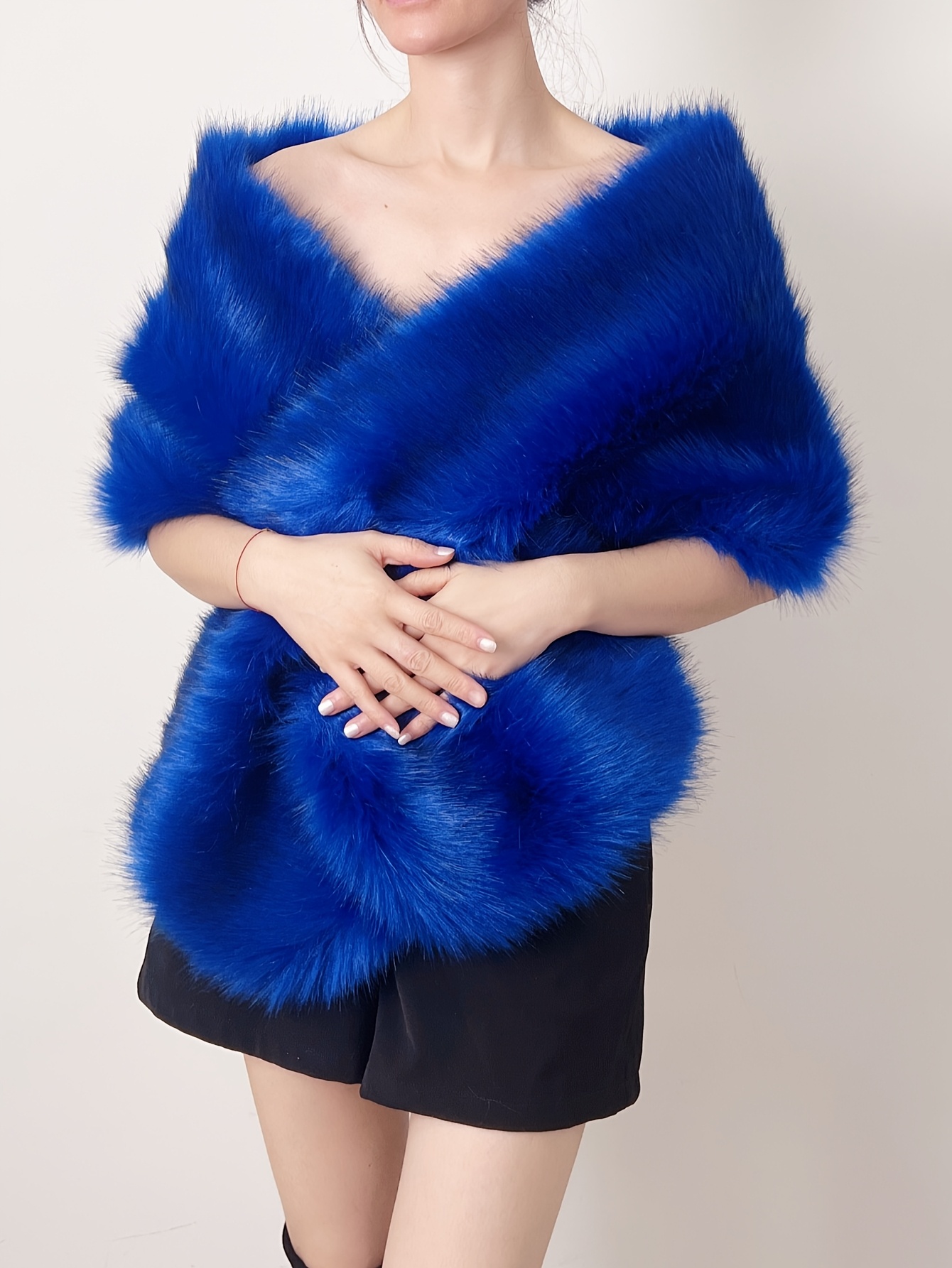 faux fur fox hair oversized shawl brides evening gowns - Temu Bahrain