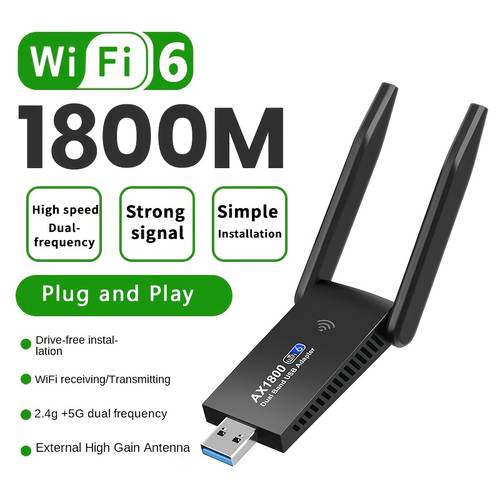 wifi6 usb 1800mbps dual band wireless network adapter suitable for desktop and laptop computers 5 8g 2 4g dual band wifi wireless adapter wifi receiver transmitter plug and play for 11