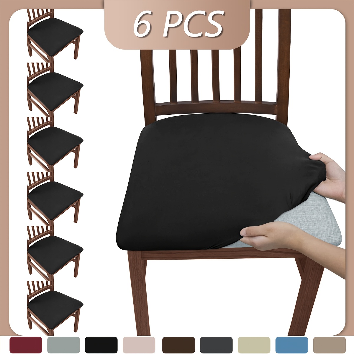 TEMU 1/4/6pcs Fiber Fabric Solid Color Elastic Stool Covers, Soft And Comfortable, Room Chair Covers Decoration 120gsm
