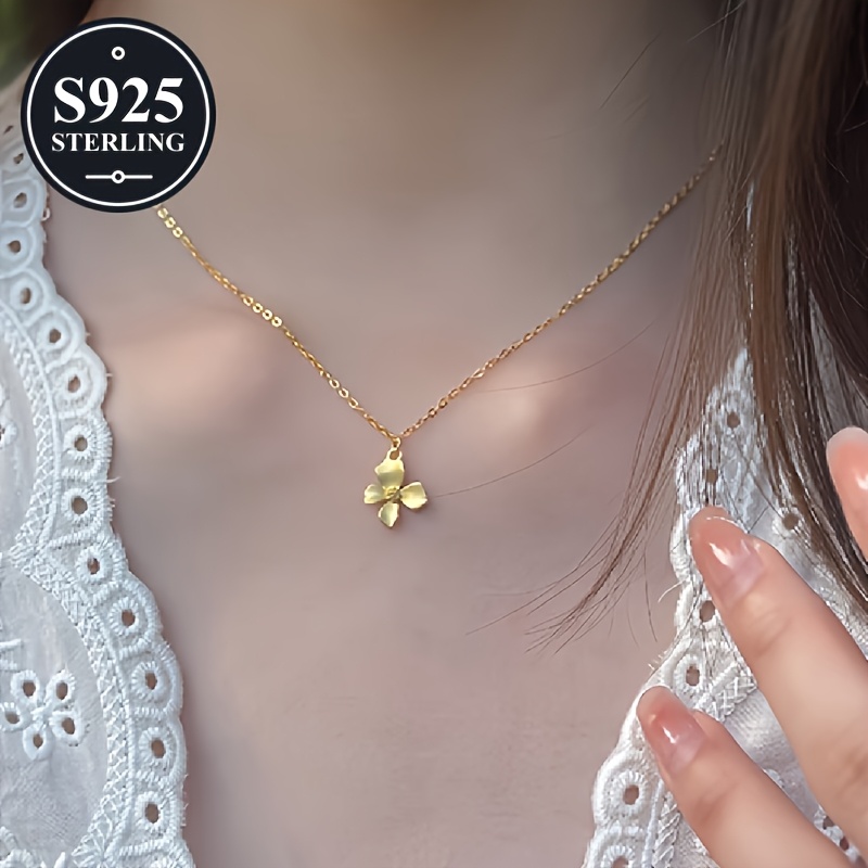 Women's 925 Sterling Silver Gardenia Flower Pendant Necklace