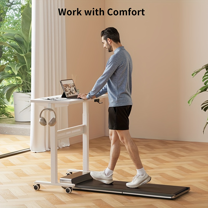 Wheeled Mobile Standing Desk, Pneumatically Adjustable Height Desk for Walking, Rolling Computer Workstation for Home Office