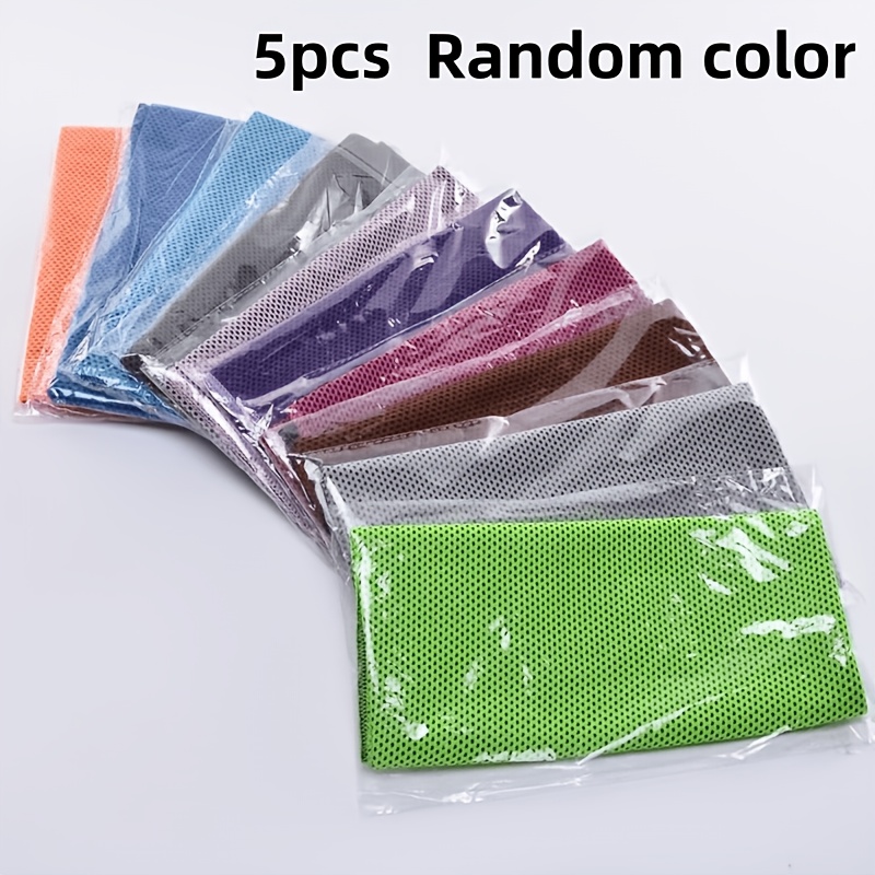 Image of 5pcs Cooling Sports Towel Set, Wrist Band Combination, Quick-drying, Cool Sweat-absorbing Towel, For Sports, Outdoor Riding, , Yoga, Men And Women, Random Colors