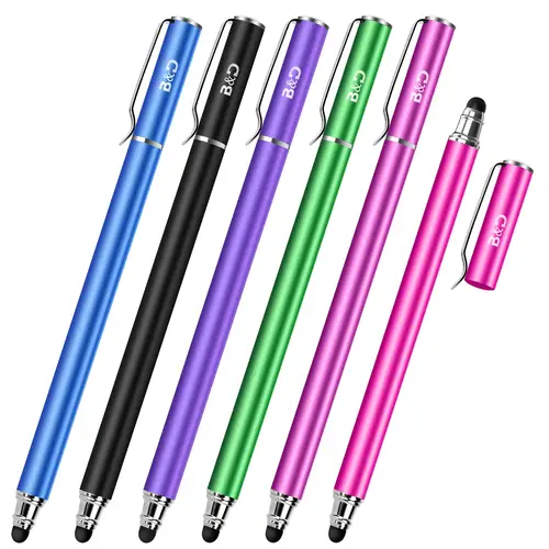 6pcs capacitive stylus 2 in 1 universal pen for screen tablets cell phones with 30 extra replaceable soft rubber tips