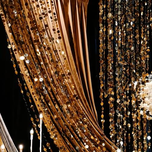 golden sequined metallic wire door curtain meter sparkling beaded chains for party entrances arches room dividers and holiday decorations photo spots for any event