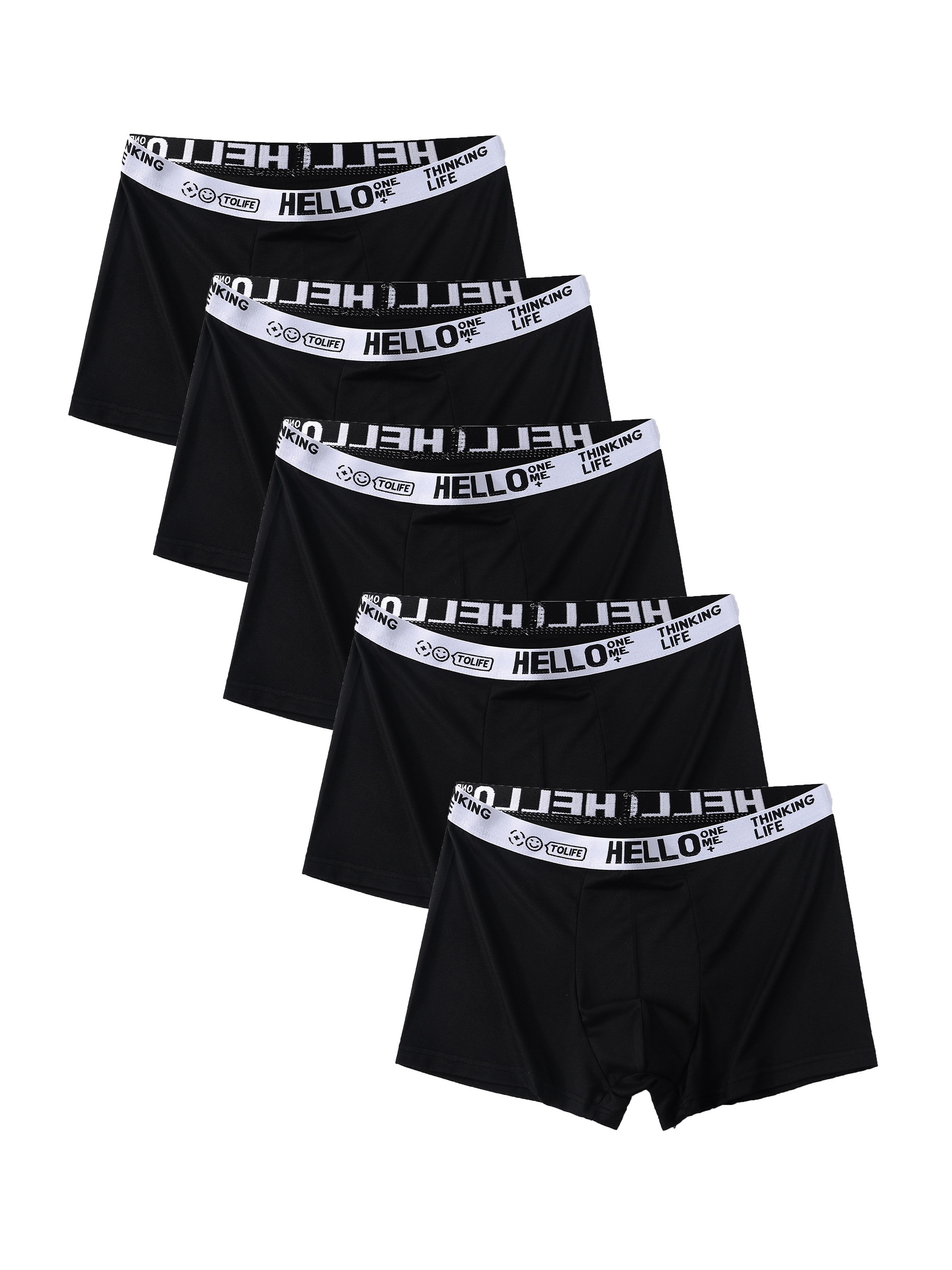 5-Pack Men's Boxer Briefs, Polyester & Spandex Blend, Medium Stretch, Solid Color, Knit Fabric, Breathable Daily Casual Underwear with Quick Dry Feature