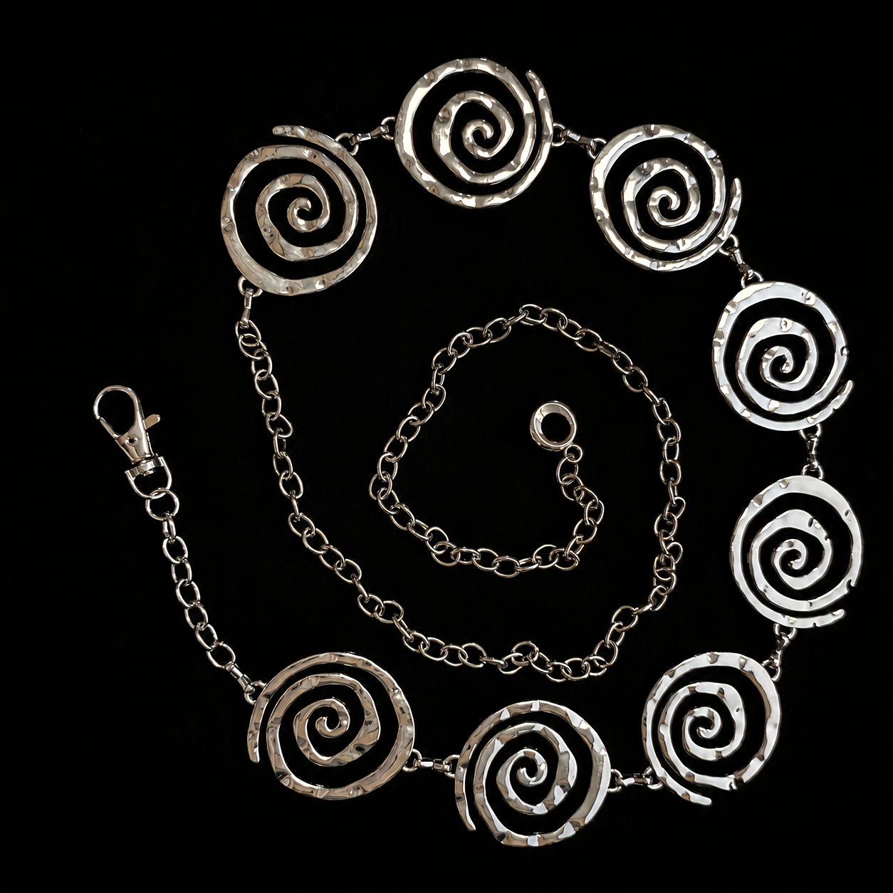 TEMU Vintage Belt With Spiral Pattern And Irregular Ring Decoration, Niche, , Creative, Fashionable, And Versatile, Pairs Well With Skirts