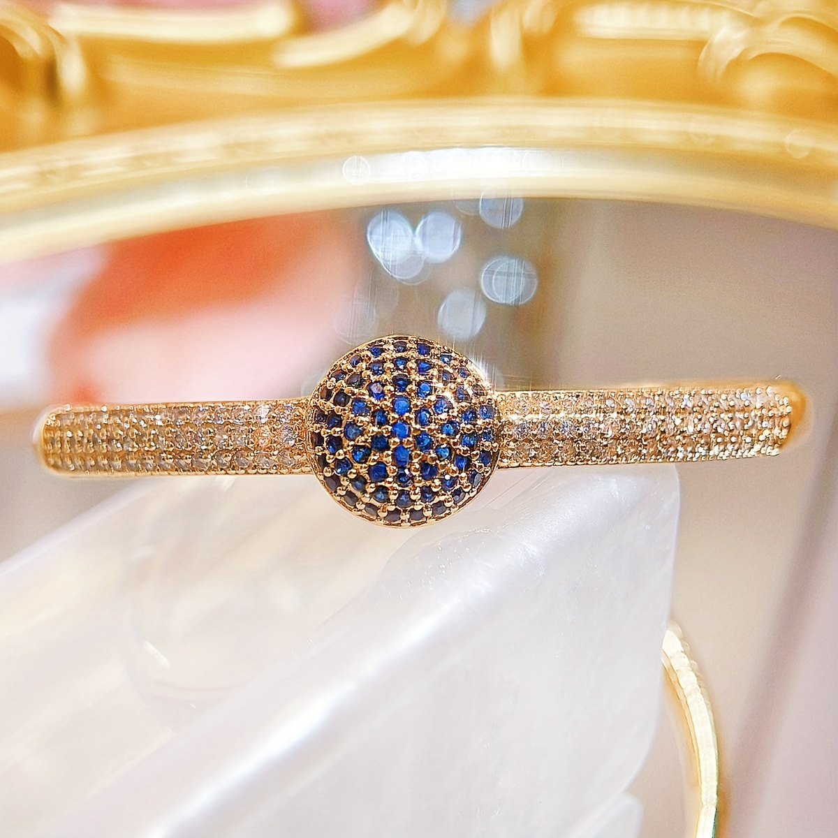 Noble Micro Pave Green Zirconia Thin Bangle