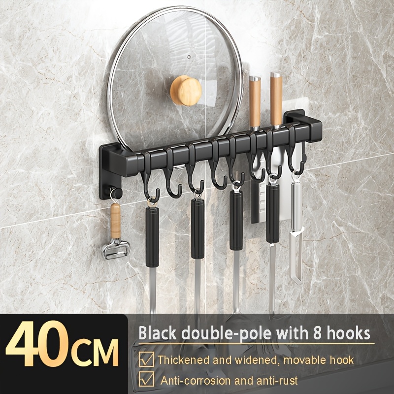 TEMU 1pc Kitchen Rod Shelf, No-drill Installation, For Lids And Utensils, Suitable For Kitchen, Bedroom, Bathroom And Other Storage