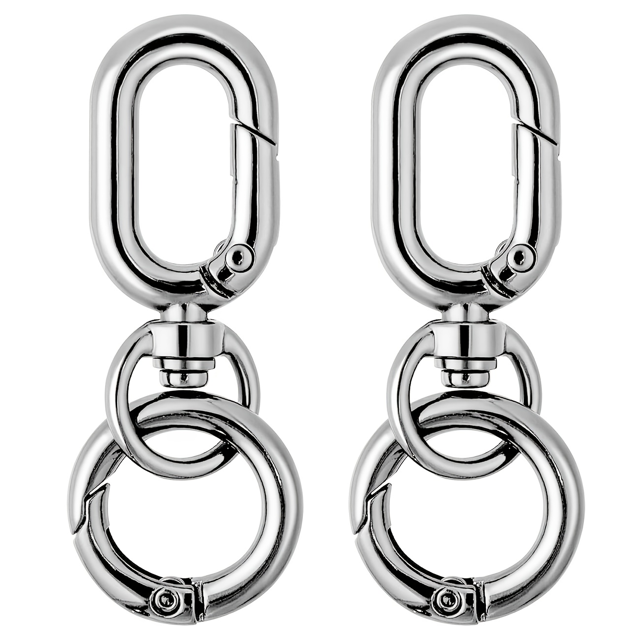 TEMU 2pcs Spring Keychain Oval Opening Backpack Hook Car Keychain, Alloy Oval Egg Metal Plate Shape Link Opening Spring