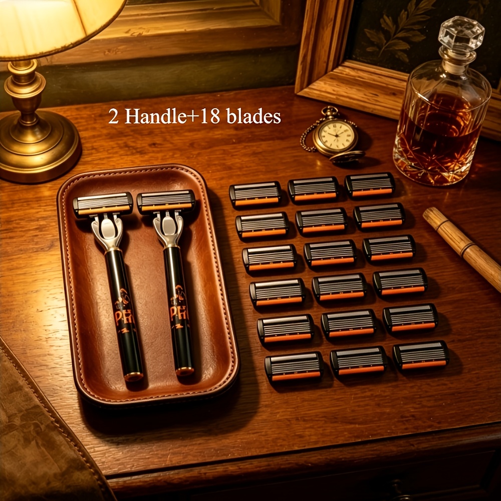 TEMU Set de 20 piezas, 2 de metal cuchillas reemplazables, kit de afeitado de calidad, cuchillas afiladas para un corte de barba fácil, unisex y