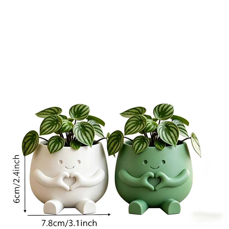 2pcs Cute 3d Printed Planter, Succulent And Pothos Flower Pot, Desktop Art Decor For Home Bar, Aesthetic Room Decor, Holiday Gift