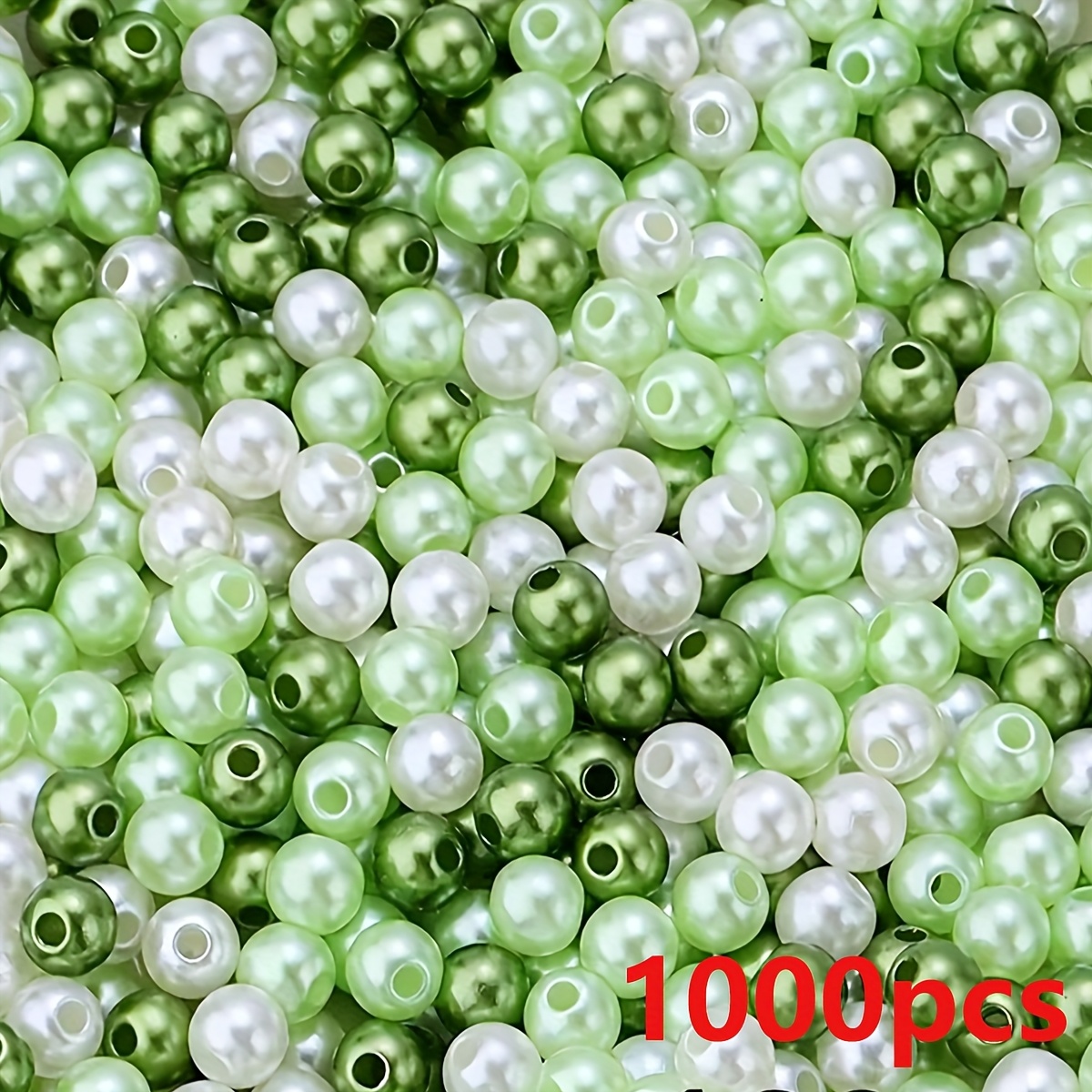 E-shop Ein Set aus 1000 grünen 6-mm-Acrylperlen der "", für St.-Patricks-Tag-Dekorationen, mit mehrfarbigen, runden Perlen mit Löchern, geeignet für
