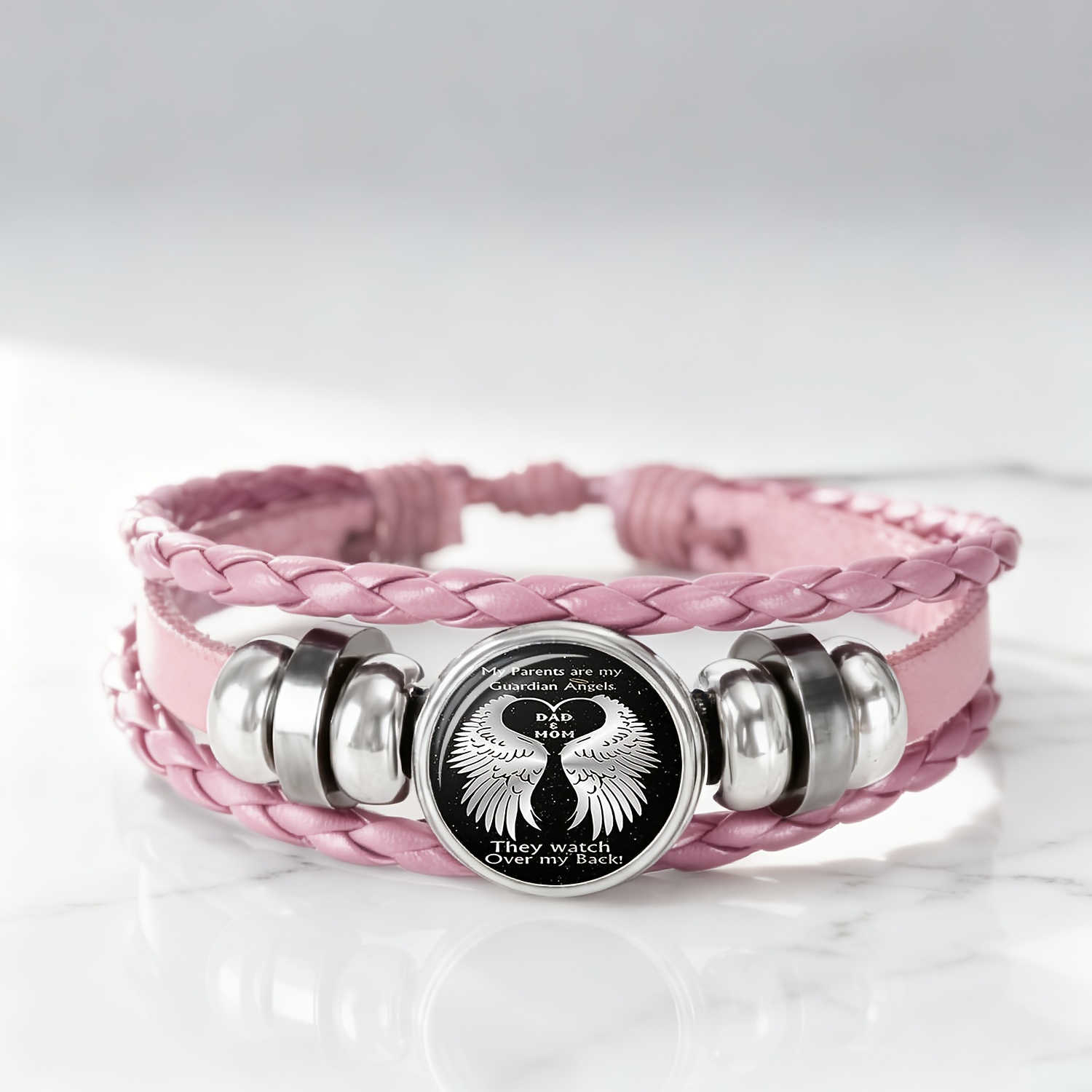 Women's Pink Bracelet Bangle with Heart Pattern