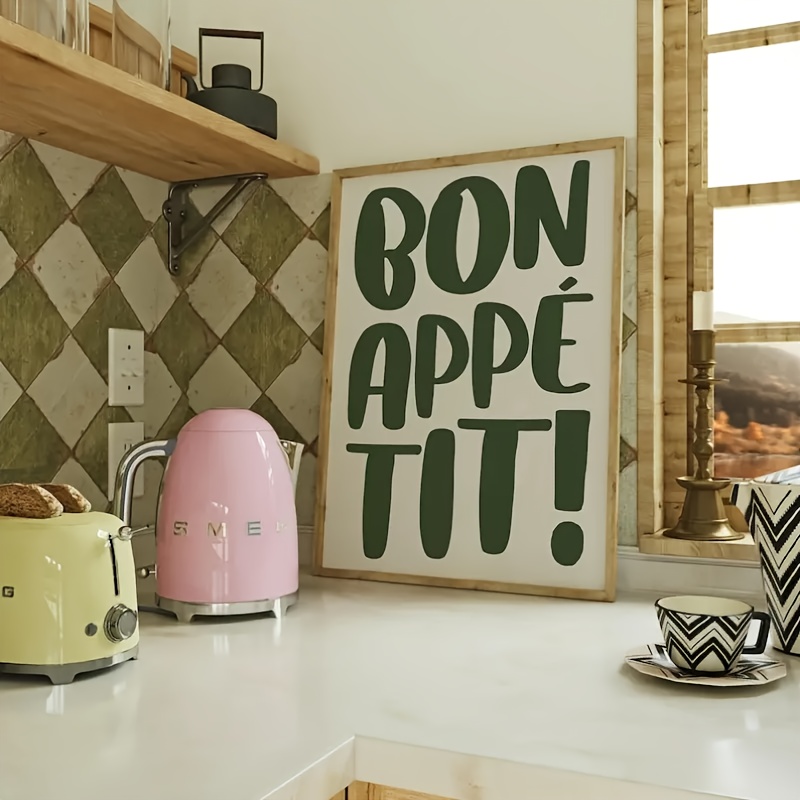 E-shop 2D Flach, 2D Flach, Ein ungerahmtes Leinwandposter mit moderner Kunst, ein Bon -Druck, geeignet für die Küchendekoration, Wandkunst für