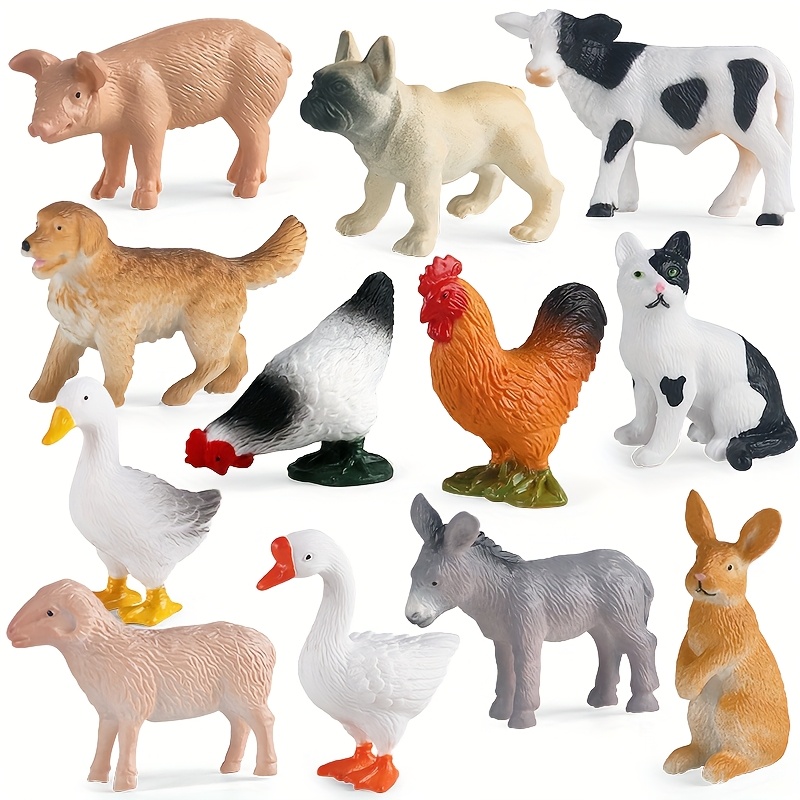 Image of 12pcs Farm Figurines Suitable For Kids - Multicolor/color-coded Horse, Cow, Sheep, Pig, Rabbit, Hen, Action Figures With Realistic Farm Models For Educational Play, Role-play, Or