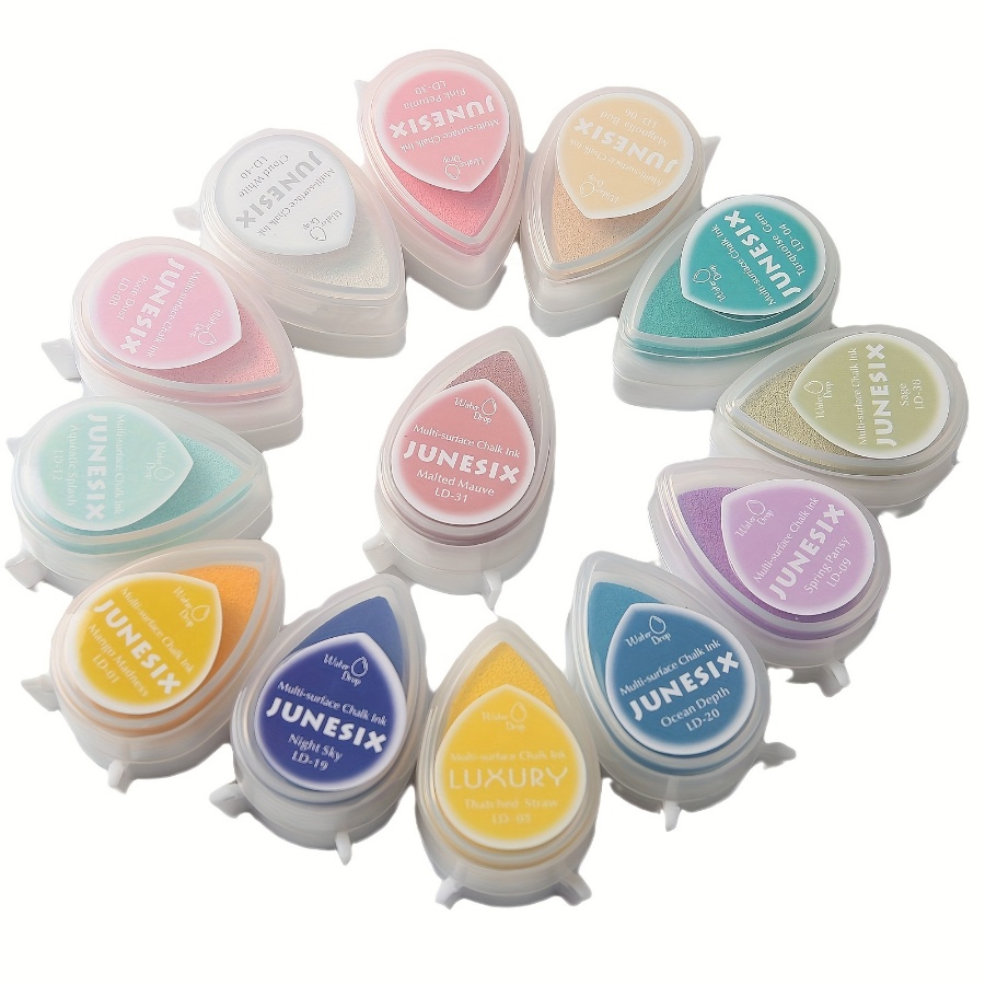 15pcs Assorted Color Droplet Pigment Sticky Matte Ink Pads