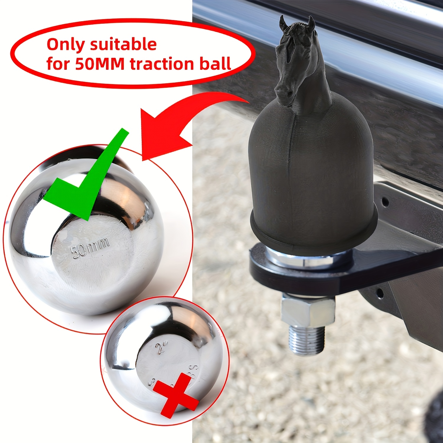 Image of Trailer Cover - Design | Durable Plastic Cap For 50mm Tow Balls | Compatible With Trucks, Suvs, And | Towing Accessory | Ideal For Festival Decor