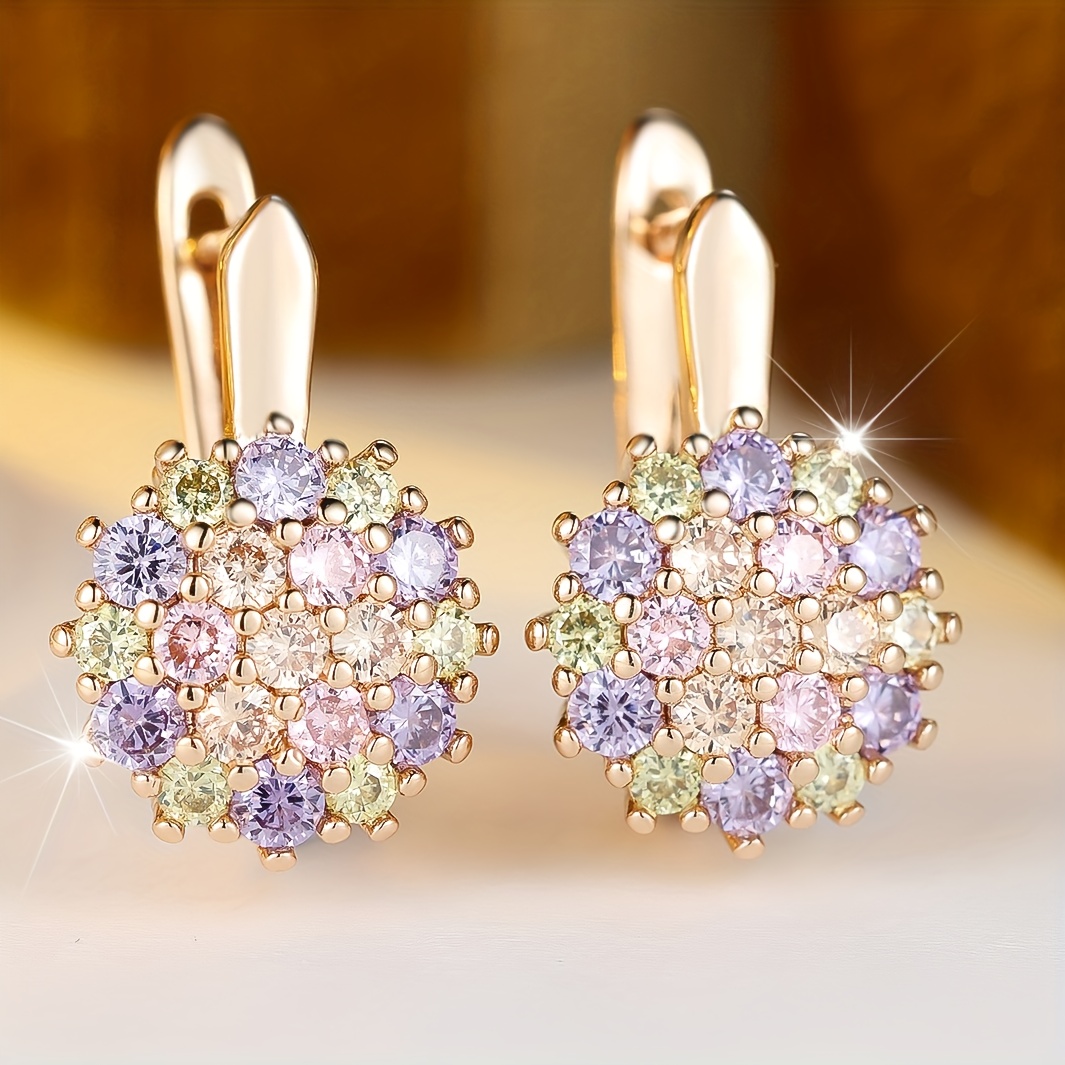 E-shop ANGOL Ein Paar klassische Sonnenblumen Damen Runde Synthetische Zirkonia Ohrringe Bunte Sonnenblume Hochzeit Verlobungsgeschenk,
