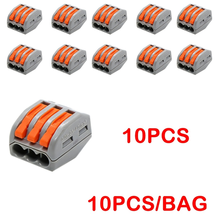 TEMU 10/20pcs Triple/three-port Reusable Wire Connector 3 Way Module Clip-on Cable Terminals, Compatible With 221 Electrical Connectors,reusable Mini