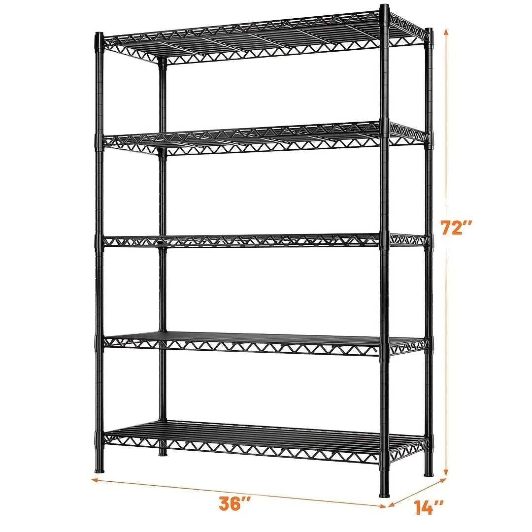 TEMU Reibii 5/6-tier Heavy Duty Metal Shelving Unit, 24'w X 18'd X 72'h, 1000lbs Weight Capacity, Adjustable Heavy Duty Metal Shelves For Storage